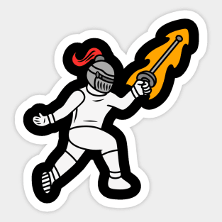 Cute cartoon knight fencing Sticker